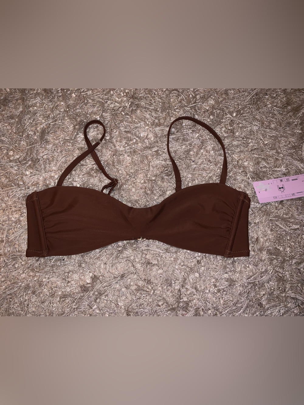 Brown Bandeau Bikini Top size M or L NWT
